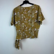 Michael Kors Women XS Saffron Yellow Paisley Tie Short Sleeve Blouse Top NWTBK26 - £25.05 GBP