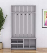 Stylish 68 Inch Gray Wood Four Hook Coat Rack with Shoe Storage - €190,50 Stylish 68 Inch Gray Wood Four Hook Coat Rack with Shoe Storage - €190,50 EUR