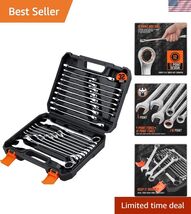 32-Piece Combination Wrench Set, SAE and Metric, 1/4"-1" &amp; 7mm-22mm, 12 ... - $81.96