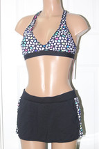NEW Anne Cole Locker Athletic Back Skirted Panty Swim Bikini Set M Medium Flora - £25.31 GBP
