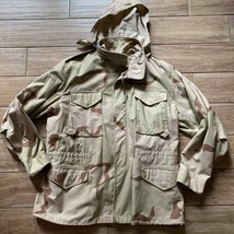 Military Jacket Mens Brown Desert Camo Coat Jacket Hoodie Cold Weather L... - £62.53 GBP