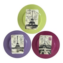 Set of 3 Rosanna Studio Eiffel Tower Paris Plates – Purple, Green, and M... - $36.00