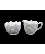 Westmoreland &quot;Old Quilt&quot; Creamer &amp; Open Sugar, Large 3.5&quot;, Vintage Milk ... - $19.55