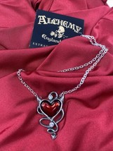 Alchemy Gothic ULFP20 Devil Heart Necklace Pendant Crystal Red Horns IN HAND - $33.68