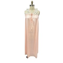 VTG Odette Barsa Peach Slinky Nylon Nightgown Lace Trim/Collar NWOT SZ L - $60.59