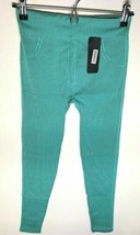 ShoSho Women&#39;s Mint Green Stretchable Leggings With Black Stripes One Size - $9.06