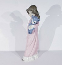 Zaphir Lladro Girl in Pink Nightgown Blue Teddy Bear Figure Made in Spai... - $59.40