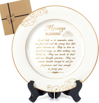 Marriage Blessing Plate with 24K Gold Foil-Anniversary Wedding Gifts for Couples - $57.62