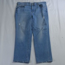LOFT 12 / 31 Straight Crop Light Distressed Stretch Denim Womens Jeans - £11.98 GBP