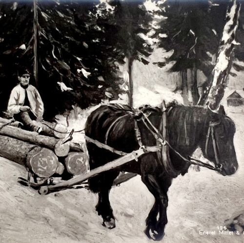 Primary image for Norway Logger Photograph Of Painting Folk Life Agriculture c1900-1920s E9
