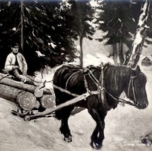 Norway Logger Photograph Of Painting Folk Life Agriculture c1900-1920s E9 - £31.31 GBP