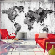 Tiptophomedecor Peel and Stick World Map  Wallpaper Wall Mural - World Map Gray  - £47.40 GBP+