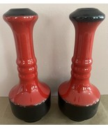 Vintage 1960s Set Of 2 Kfar Menacham Red Ceramic Bud Vases - Made In Israel - €86,49 EUR
