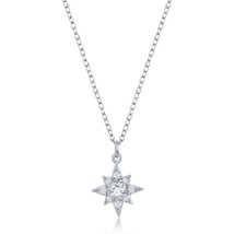 Sterling Silver North Star CZ Necklace - £24.30 GBP