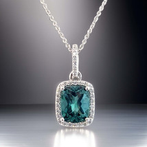 Natural Tourmaline Diamond Pendant 18&quot; 14k WG 3.35 TCW Certified $4,950 311025 - £2,177.53 GBP