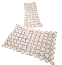 Lot Of 2 Vtg Hand Crocheted Lace Dresser Scarves Table Runners 24x40” &amp; 17x48” - £12.22 GBP