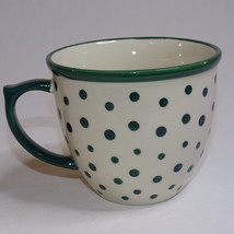 Pioneer Woman Polka Dot Coffee Mug Green And White Mug With Green Dots T... - $10.69
