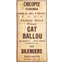 1966 Cat Ballou Lee Marvin Movie Advertisement Jane Fonda Chicopee Cinem... - $378.90 MXN