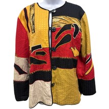 VTG Earth Sea &amp; Sky Colorblock Embroidered Women&#39;s M Jacket Blazer Coat ... - $28.49