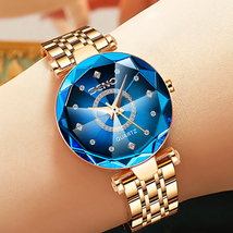 Watch Quartz  Women Fashion Stainless Steel Wrist Bracelet Analog crystal - £38.12 GBP