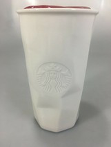 Starbucks White Mermaid Embossed Faceted Ceramic Travel Mug Tumbler 10 o... - $28.91