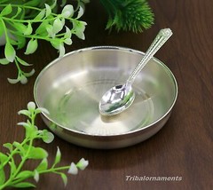 Pure 999 solid fine silver handmade palate or tray with spoon, excellent... - £239.22 GBP