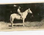 Charlotte on the Old Grey Horse Black and White Photo 1920&#39;s - $13.86