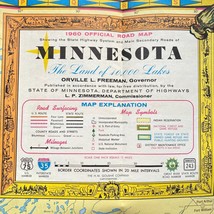 1960 Minnesota Land of 10,000 Lakes Folding Road Map Color Pictures City Index - £16.08 GBP