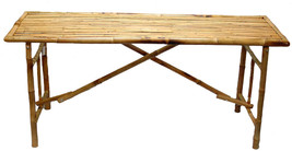Bamboo 63&quot; Folding Table Patio Deck Rectangular Tiki Table - £179.61 GBP