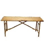 Bamboo 63&quot; Folding Table Patio Deck Rectangular Tiki Table - £176.99 GBP