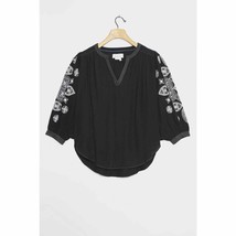 New Anthropologie Remy Geometric Embroidered Blouse $148 SMALL Navy  - £41.63 GBP