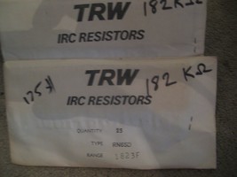 NEW Vintage TRW IRC Resistors Sealed LOT of 50  pn# RN65D  182K (range 1... - $24.85 CAD