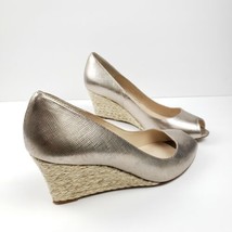 L K Bennett Estela Espadrille Wedge Pumps Metallic Peep Toe Shoes Sz 39.5 9.5 - £28.60 GBP