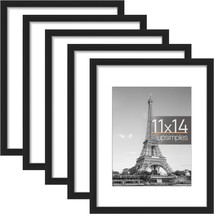 11x14 Picture Frame Set of 5 Display Pictures 8x10 with or 11x14 Without Wall Ga - £39.47 GBP