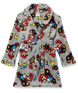 Super Mario Kart Boy&#39;s Gray Plush Fleece Bathrobe, Robe - $644.35 MXN