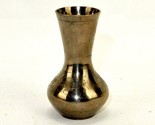 Polished Brass Mini Bud Vase, Etched Abstract Flowers &amp; Leaves, Unmarked... - $19.55