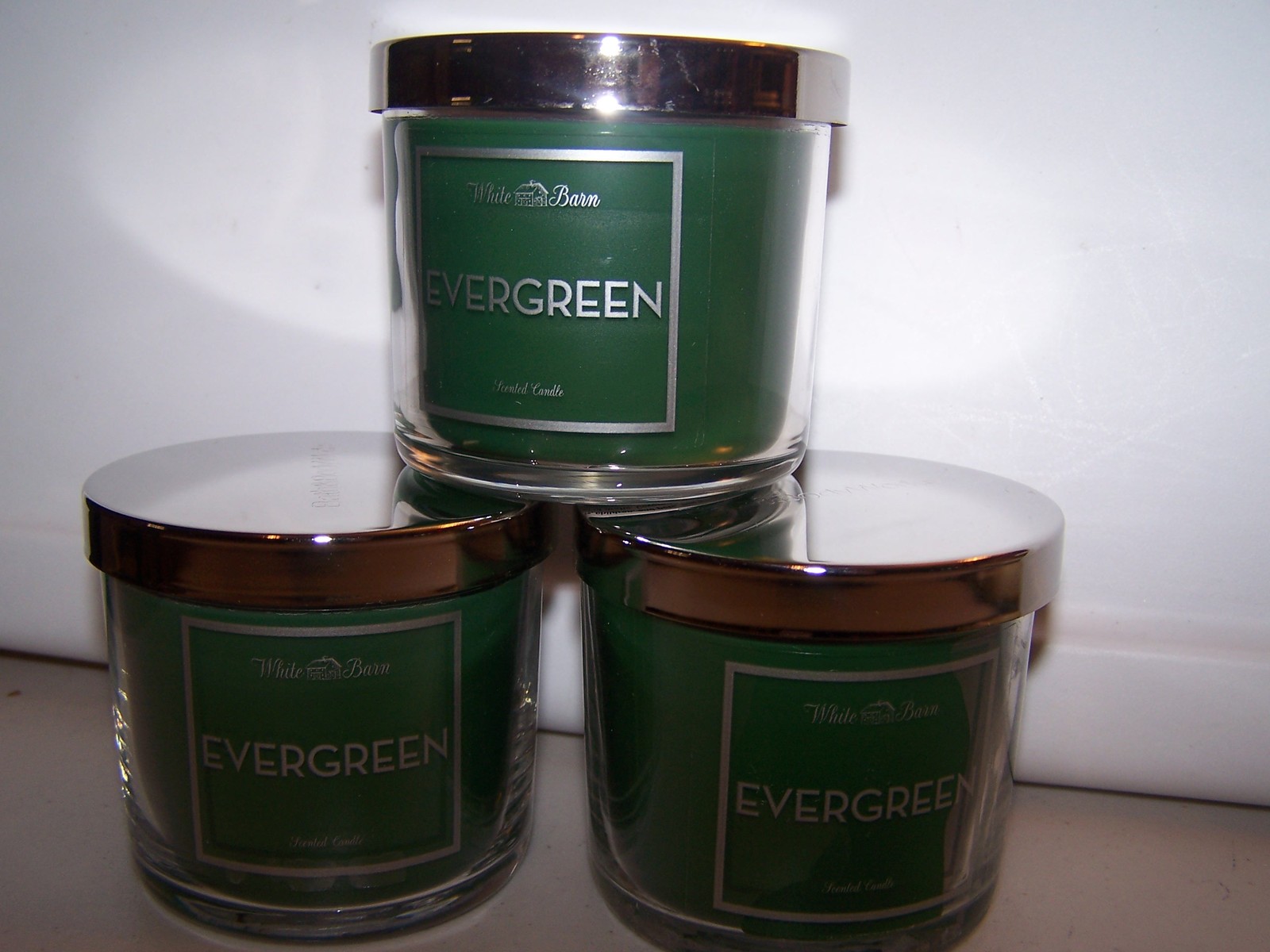 Lot of 3 White Barn Evergreen Scented Jar Candle with Lid- Limited Edition Scent - £22.74 GBP