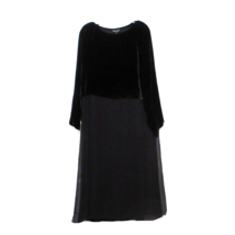 NWT Eileen Fisher Ballet Neck Duster in Black Velvet Silk Mixed Media Dress XS - £85.45 GBP