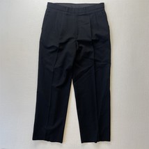 Vtg Polo Ralph Lauren 34x30 Black Flannel Wool Tuxedo Pleated Mens Dress Pants - $149.99