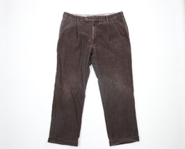 Vtg 90s Streetwear Mens 38x29 Faded Pleated Cuffed Wide Leg Corduroy Pants Brown - £40.68 GBP