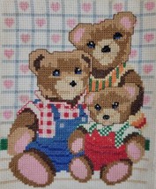 Family Embroidery Finished Nursery Love 3 Bears Mom Dad Baby Hearts EVC - £14.17 GBP