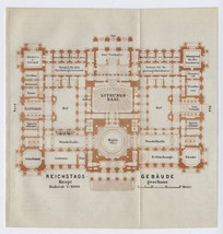 1909 Original Antique Map Of Berlin Reichstag / Germany - £15.16 GBP
