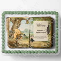 POOH BEAR BABY Shower Cake Topper Edible Image pooh bear book Nursery de... - £16.54 GBP+