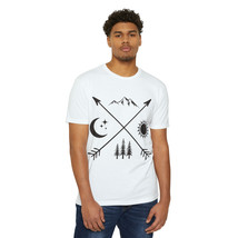 Unisex Minimalist Nature Symbolism T-shirt: Moon, Sun, Mountain, Forest - £17.03 GBP+