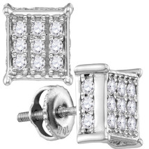 10kt White Gold Womens Round Diamond Square Cluster Stud Earrings 1/2 Cttw - £405.98 GBP
