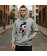 The North Face Pullover Hoodie Gray USA Red White Blue Patriotic Men&#39;s S... - $22.80