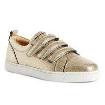 Christian Louboutin Women&#39;s Kiddo Donna Three Strap Leather Gold Sneaker... - $649.99