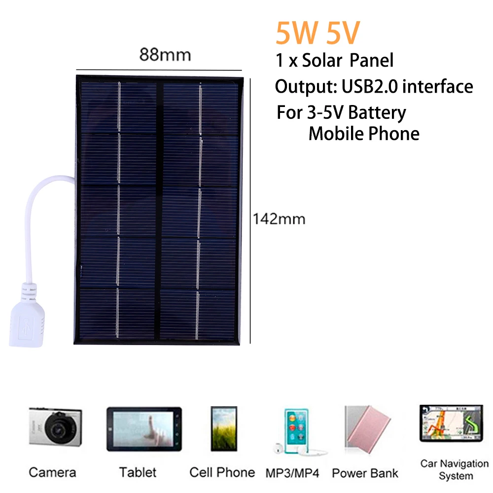 House Home 5W 5V USB Solar Panel Outdoor for 3-5V Battery/Mobile Phone Portable  - £19.75 GBP