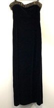 Vtg Laura Ashley Long Black Velvet Formal Strapless Gown Dress US 12 UK 14 - £41.50 GBP