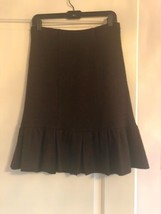 EUC NANETTE LEPORE Wool Blend Tweed Brown Ruffle Bottom Skirt SZ S - £45.69 GBP